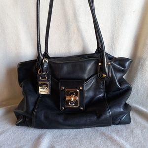 B Makowsky Black Leather Handbag Large